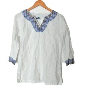 Fleur Bleve Linen Blend‎ Embroidered Swim Cover up